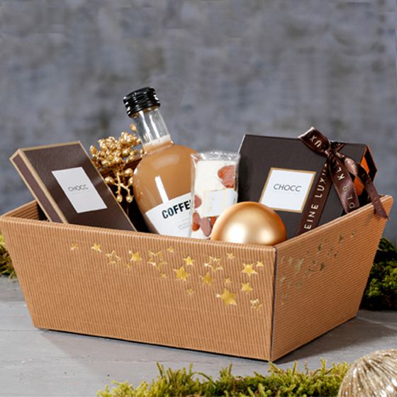 "Sternstunde" present basket with coffee liqueur and chocolate.