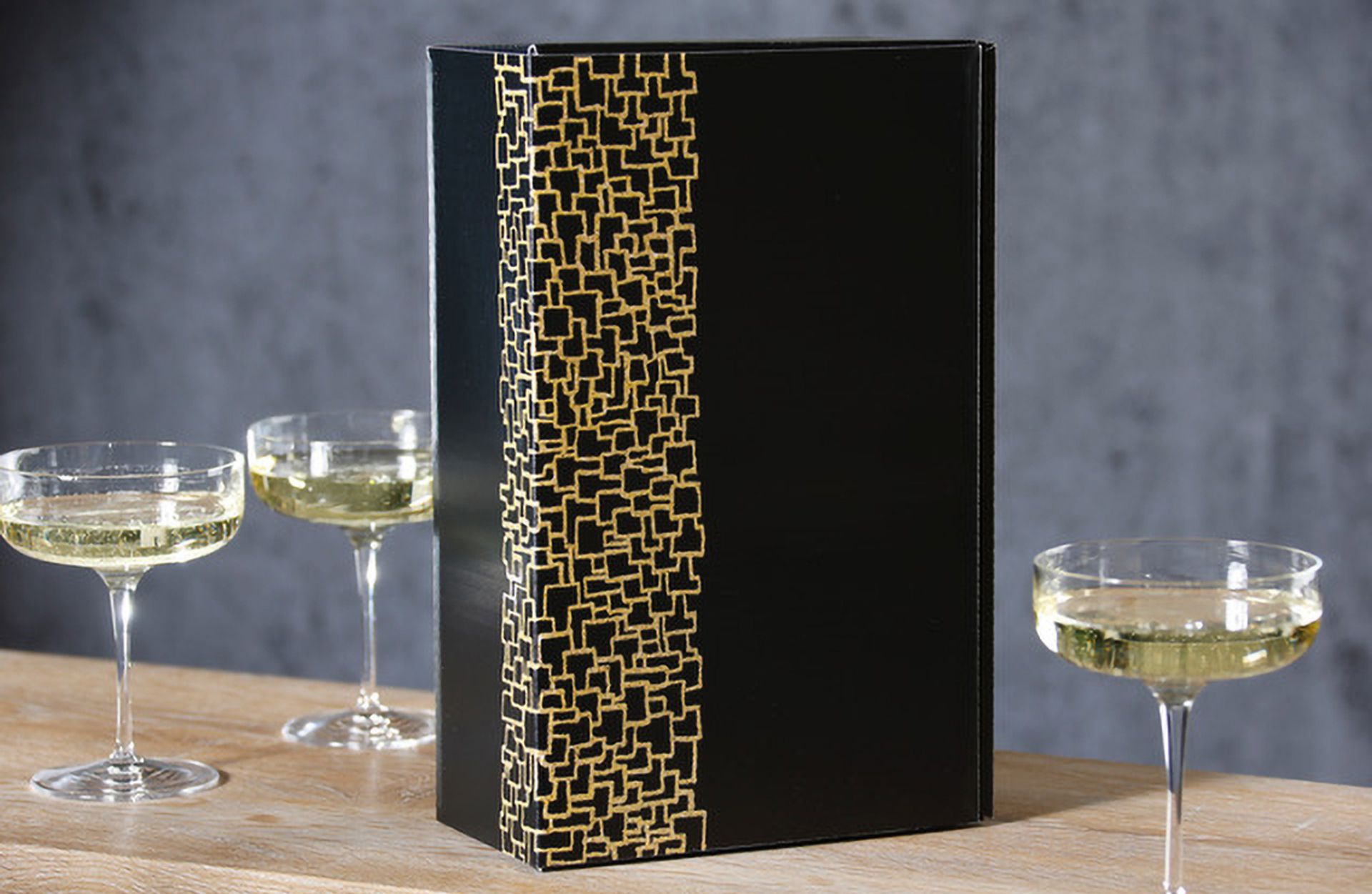 Coffret cadeau pour vin série Opus avec champagne