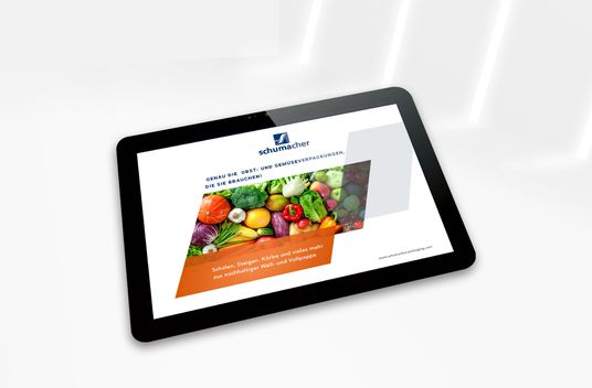 Fruit and vegetable packaging brochure on iPad 